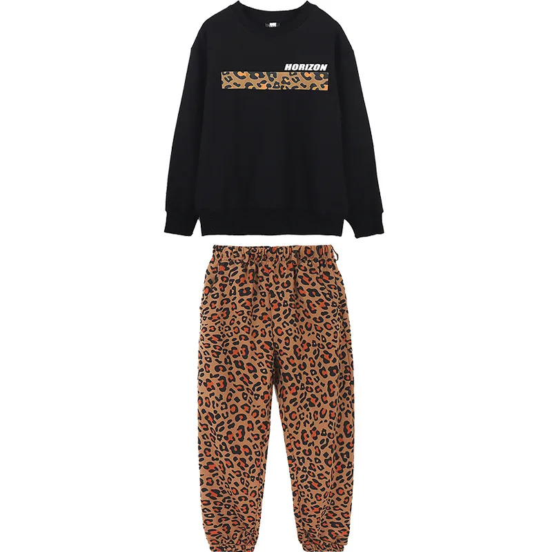 

Kids Boys Girls Streetwear Leopard Loose Casual Harem Pant Stage Show Hip Hop Jazz Clothing Children's Cargo Trousers Costumes