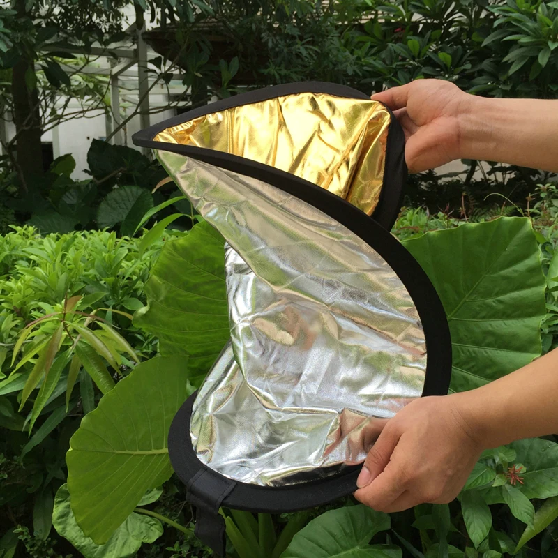 60cm Collapsible Reflector Portable Round Eye Light Gold Silver Diffuser for Outdoor Studio Photo Vlog Soft Photography Lighting |