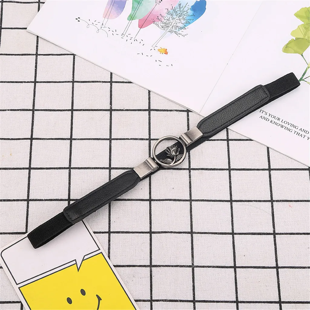 

1 Elastic Belt Ladies Fashion Belt Narrow Stretch Dress Belt Thin Buckle Solid Color Fine Leather Belt 50*