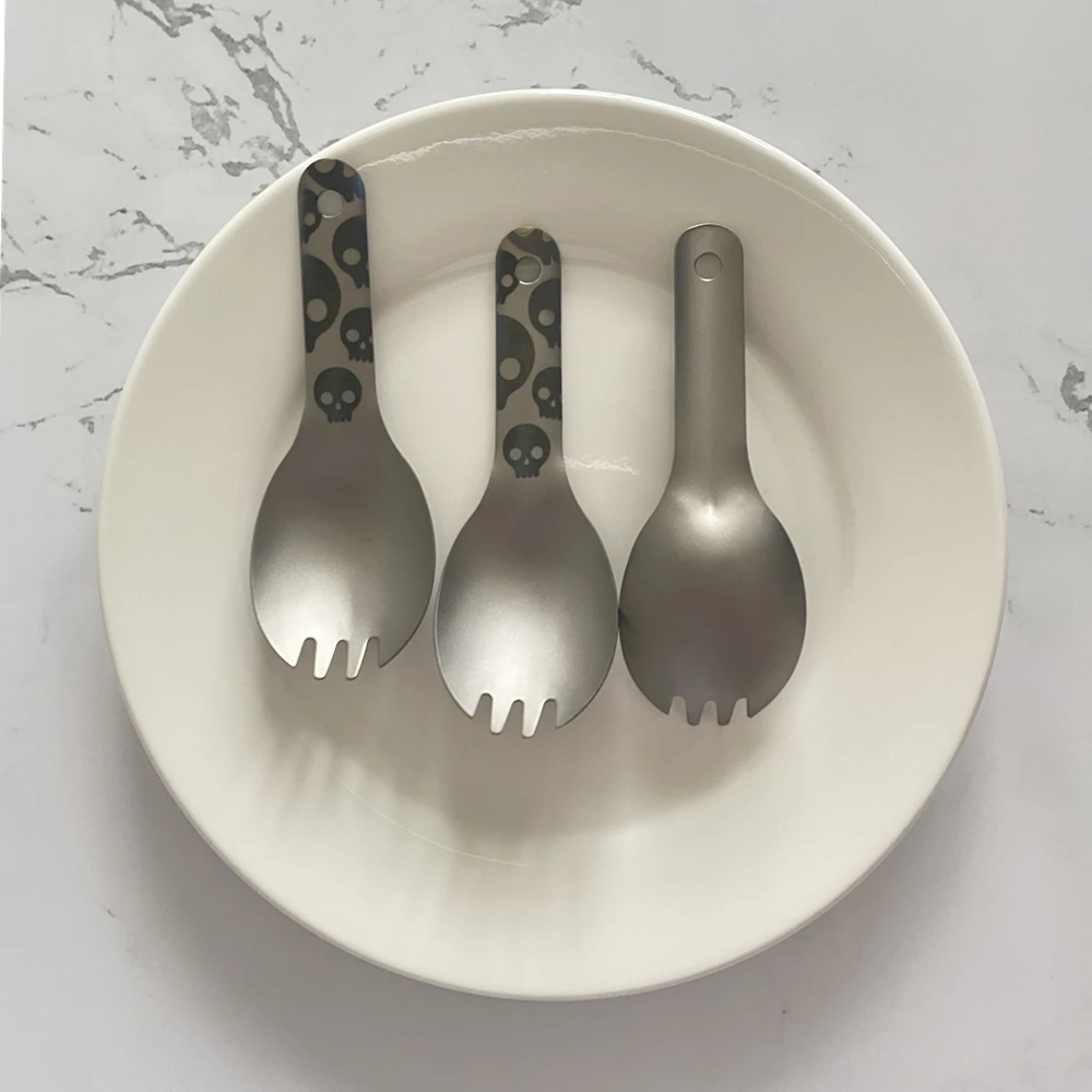 Персонализированная лазерная гравировка черепа портативная маленькая ложка из
