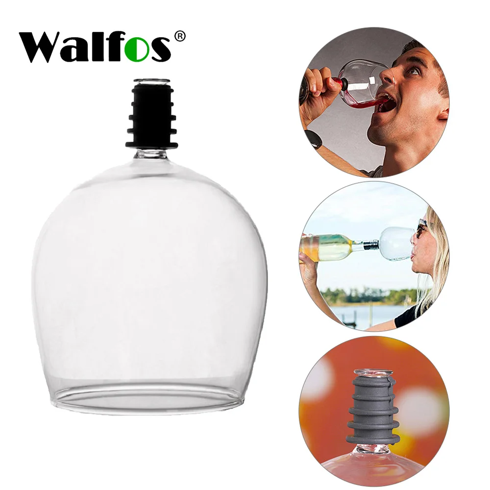 

Walfos Creative Red Wine Champagne Glass Cup with Silicone Seal Drink Directly from Bottle Crystal Glasses Cocktail Mug 260ML