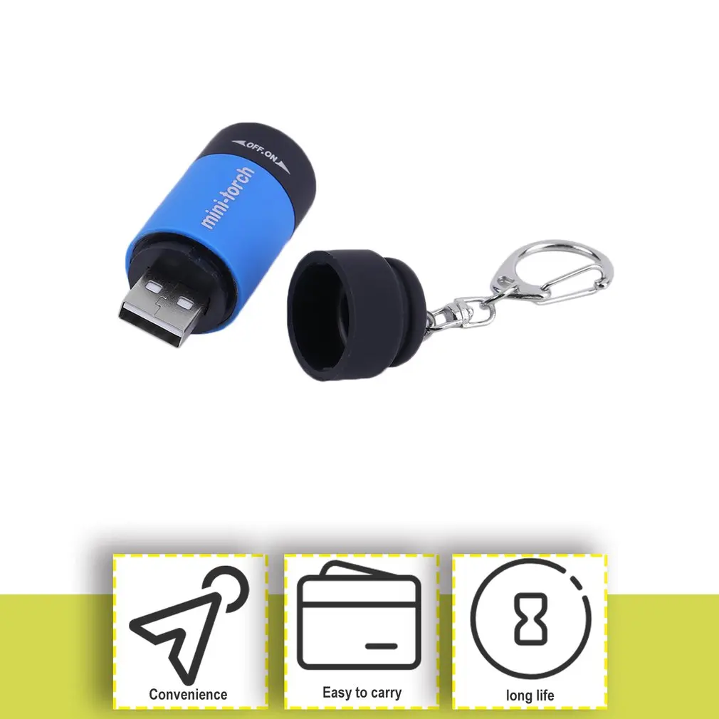 

Newest 1pcs Portable Mini Keychain Pocket Torch USB Rechargeable Light Flashlight Lamp 0.5W 25Lm Multicolor Mini-Torch