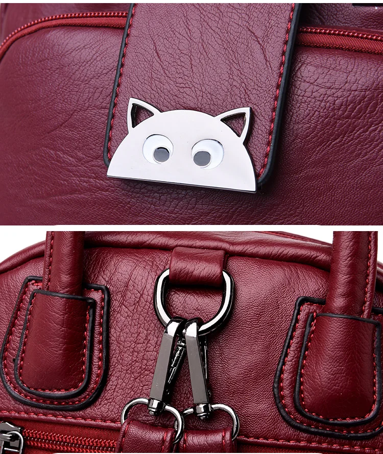 Женский металлический кожаный рюкзак женский рюкзак Mochila Feminina Повседневная многофункциональная женская сумка на плечо Sac A Dos дорожная сумка