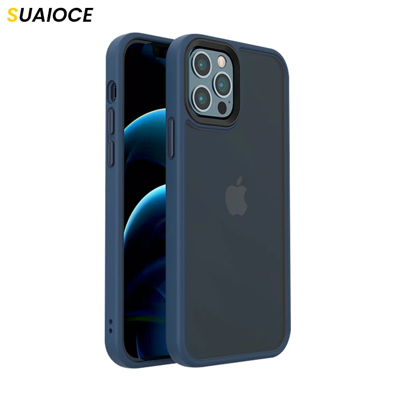 

SUAIOCE Original Skin For iPhone 12 Mini Anti-knock Case For iPhone 12 Pro Max Matte Translucent Cover Luxury Protective Case