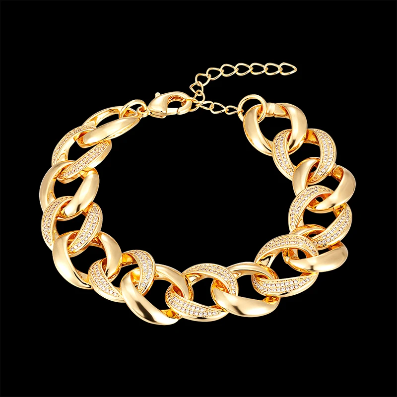 

Simple copper chain shape feminine bracelet a popular jewelry with micro-inlaid zircon and a gap between the smooth chain