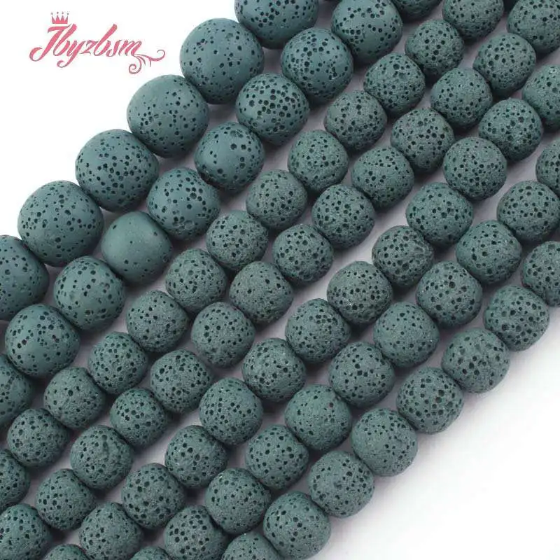 

Natural Lava Rock Smooth Round 6/8/10/12mm Stone Beads Loose Spacer For DIY Necklace Bracelets Jewelry Making Strand 15"