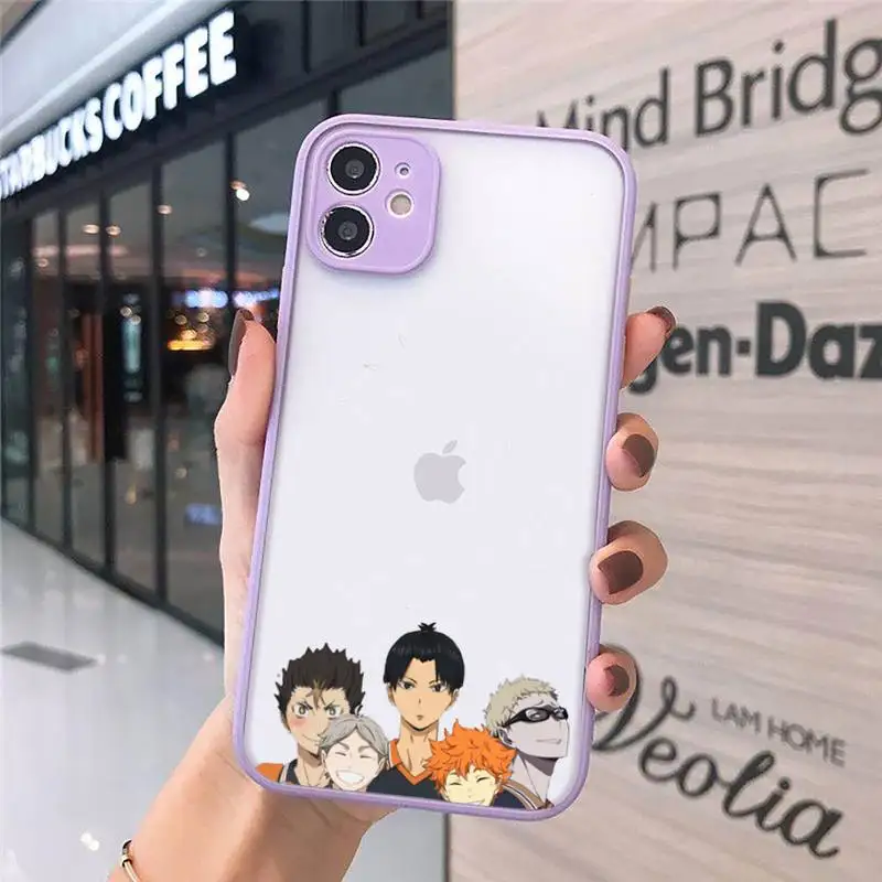 

Haikyuu Phone Cases Matte transparent For Purple iPhone 12 Mini 11 Pro XR XS Max 7 8 Plus X Back Cover