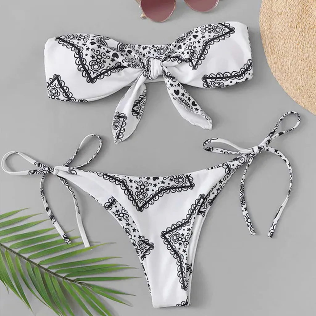 

Women Cashew Print Bikinis Set Low Waisted Bottom Female Beachwear Charming Push Up Bikini 2021 Sexy Bikini Set Dropshipping