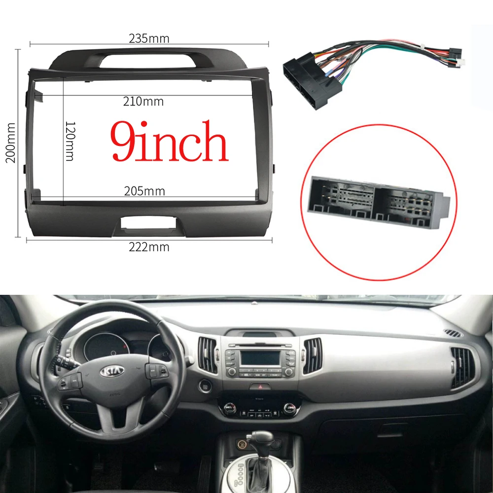 9 inch Car Radio Fascia for KIA SPORTAGE 2010-2015 Stereo Panel Dash Installation Kit Double Din Frame GPS DVD Bezel
