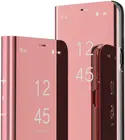 Умный чехол для Xiaomi 10 MI9SE Redmi 9C 8, прозрачный, с окошком, гальваническим покрытием, подставкой, откидной Чехол-книжка