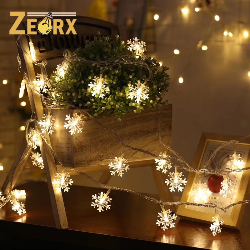 

Christmas Lights Snowflake String Lights 6m 40 LED Fairy Lights Battery Operated Twinkle Lighting Indoor Outdoor Hanging Decor