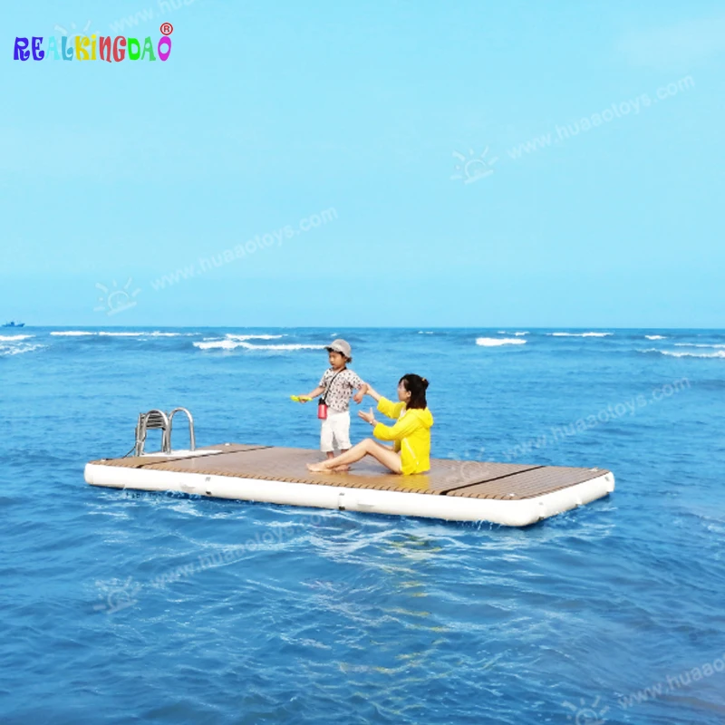 Скидка Надувные водные маты, плавающая Тиковая платформа с лестницей, производство