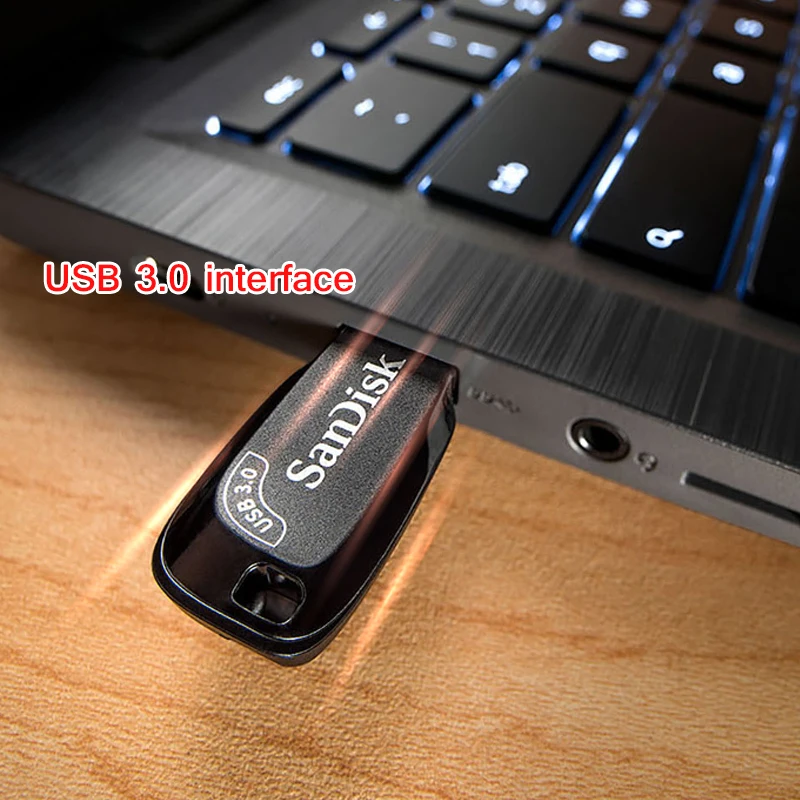 Флеш-Диск SanDisk USB 3 0 мини-флешка на 128 ГБ 64 32 с черным ремешком карта памяти для