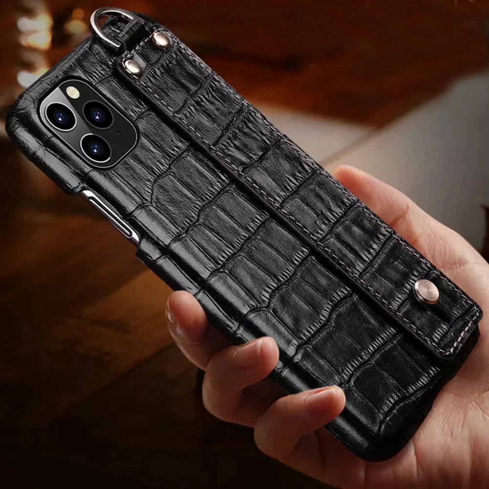 

11pro case Genuine Leather phone cases For iPhone 11 pro max xs max XR 7 8 PLUS Finger Strap Grip Ring Holder Stand cover