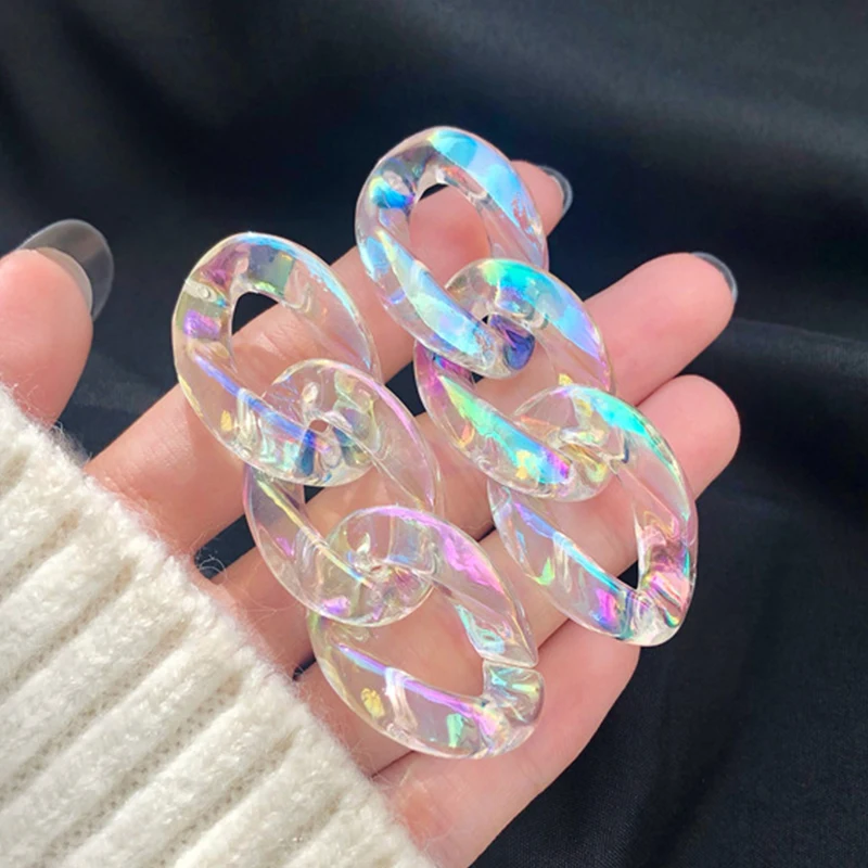 

Korean Trendy Style Acrylic Earrings For Women Trend Punk Transparent Chain Earrings Bohemian Jewelry Accessories