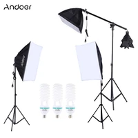 professional photography photo lighting kit set with 5500k daylight studio bulb light stand square cube softbox cantilever bag