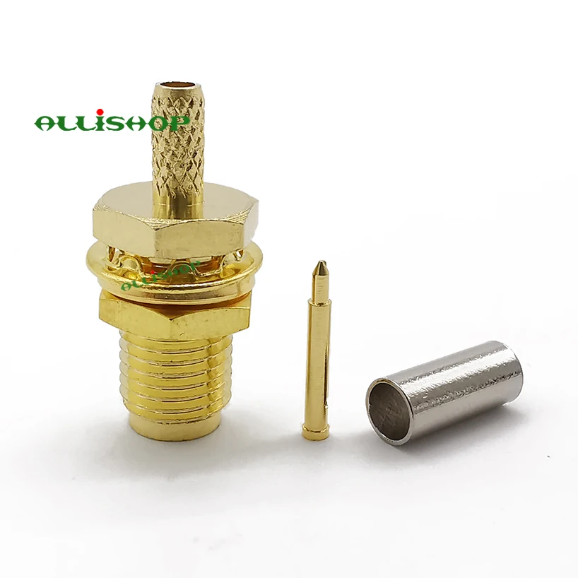 ALLiAHOP 10 шт. RP Reverse SMA Гнездовой разъем прямой позолоченный радиочастотный обжимной