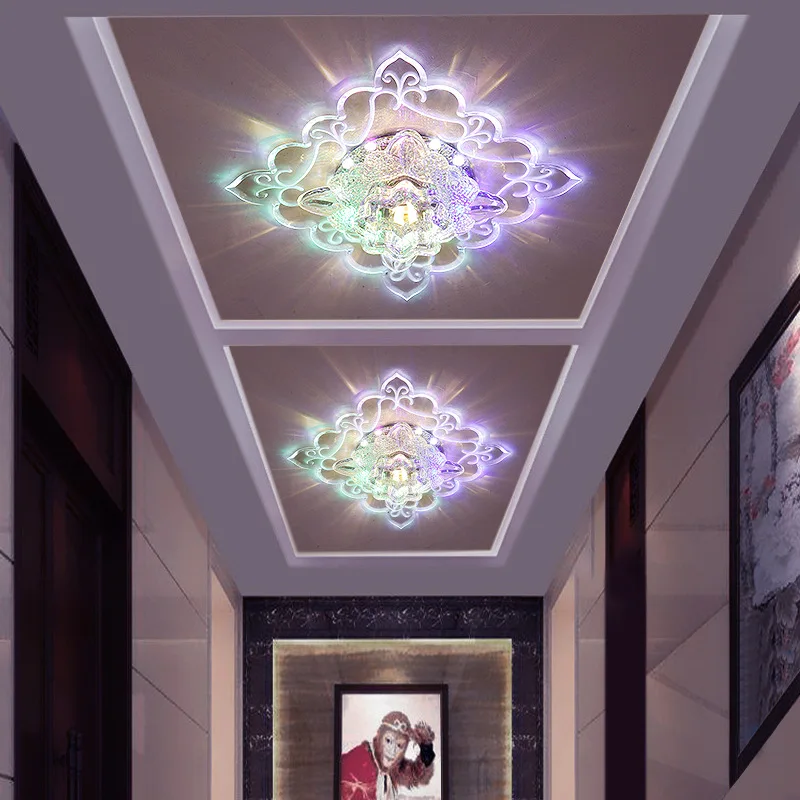 Современный квадратный светодиодный налобный фонарь, встроенный хрустальный светильник для коридора, прихожей, освещение для интерьера от AliExpress WW