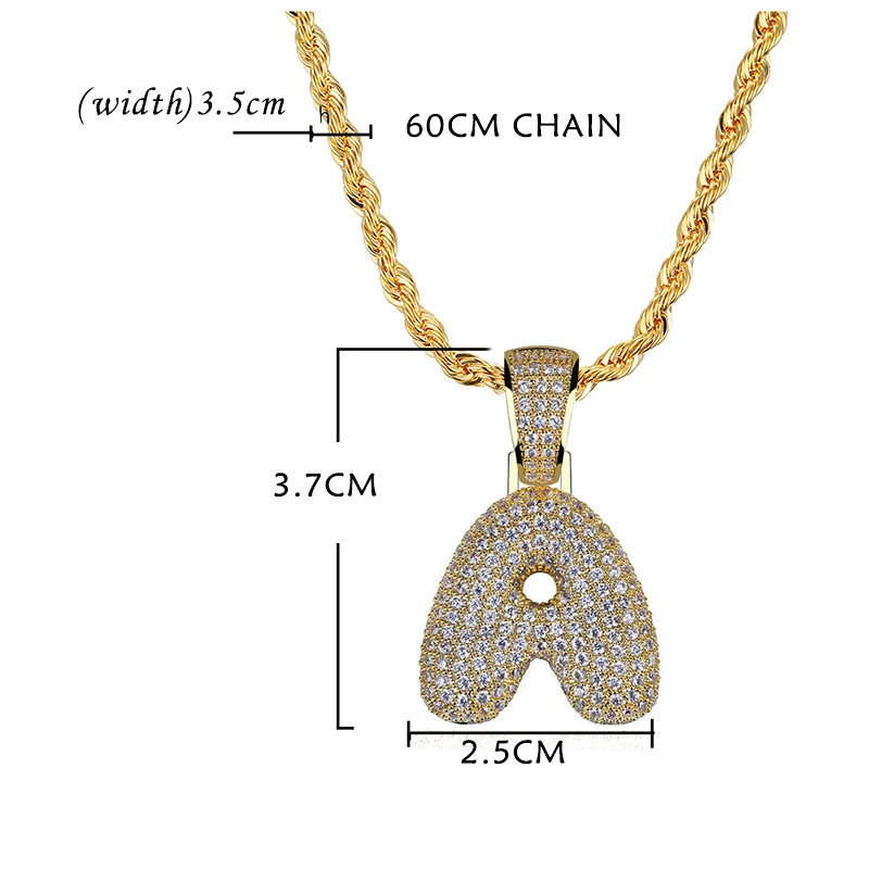 Подвеска с именем из 26 букв под заказ ожерелье кубического циркония золотого