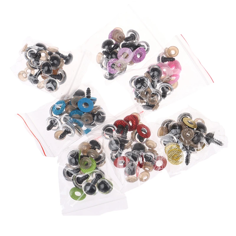 

10 Sets 16MM Stuffed Toys Glitter Safety Eyes Nonwovens Washer Clear Doll Eyes Dolls Accessories