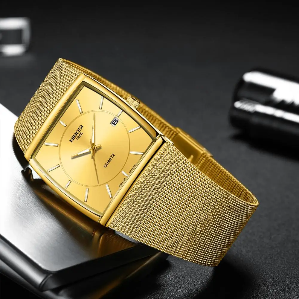 

NIBOSI Fashion Watch Men Top Luxury Brand Gold Mesh Belt Watches Men Sport Quartz Clock Waterproof Wristwatch Relogio Masculino