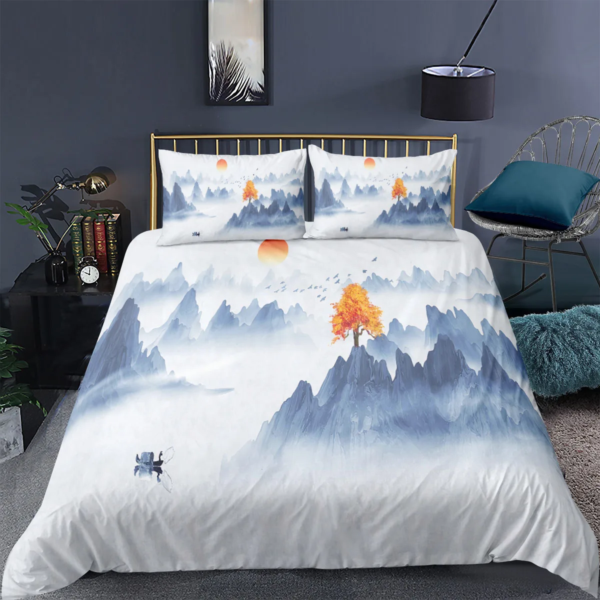 

Landscape Print Duvet Cover Pillowcase Mountain Pattern 3D Bedding Set 2/3pc Bed Set Home Textiles Twin Queen King Size