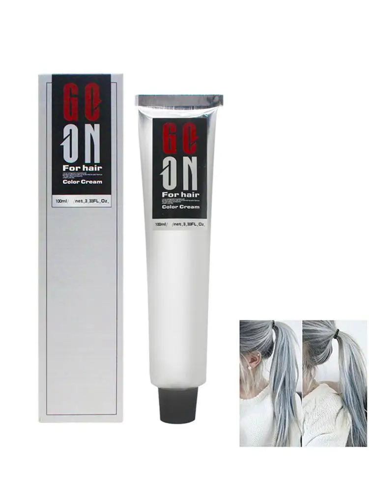 

100ml Fashion Hair Cream Unisex Smoky Gray Punk Style Light Grey Silver Permanent Hair Dye Color Cream Girls Beauty Hair Colors