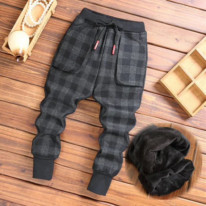 plus cashmere 2 Famli/вельветовые штаны в клетку для мальчиков; Осень-зима г.; модные хлопковые льняные штаны-шаровары; одежда для детей; брюки для маленьких мальчиков - Цвет: plus cashmere 2