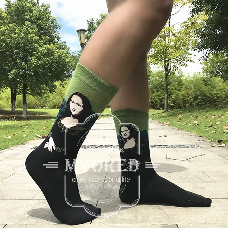 Мужские короткие носки MYORED 5 пара/лот забавные цветные с картиной маслом Мона