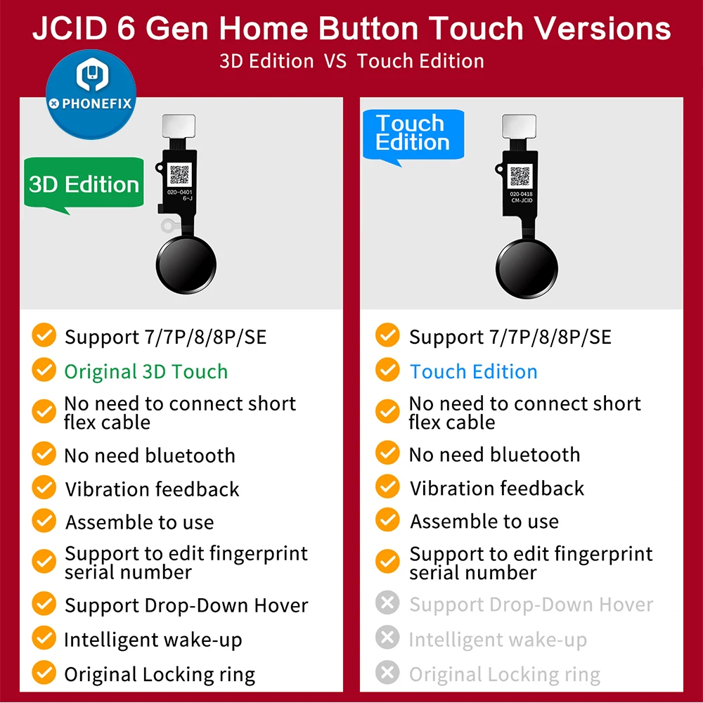 Плата JC 6 Gen 3D Home Button Flex Cable для iPhone 7 7P 8 8P Меню клавиатура функция возврата с