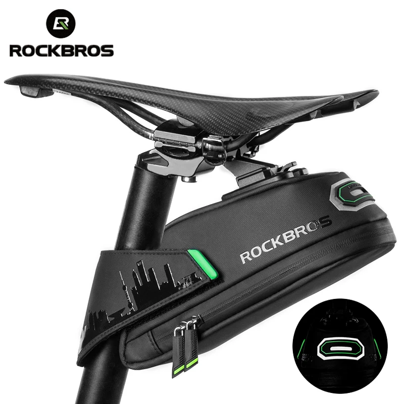 

ROCKBROS Bike Saddle Bag Rainproof Shockproof Bicycle Bag Refletive Rear Large Capatity Seatpost for MTB, Bike Bag Accessories