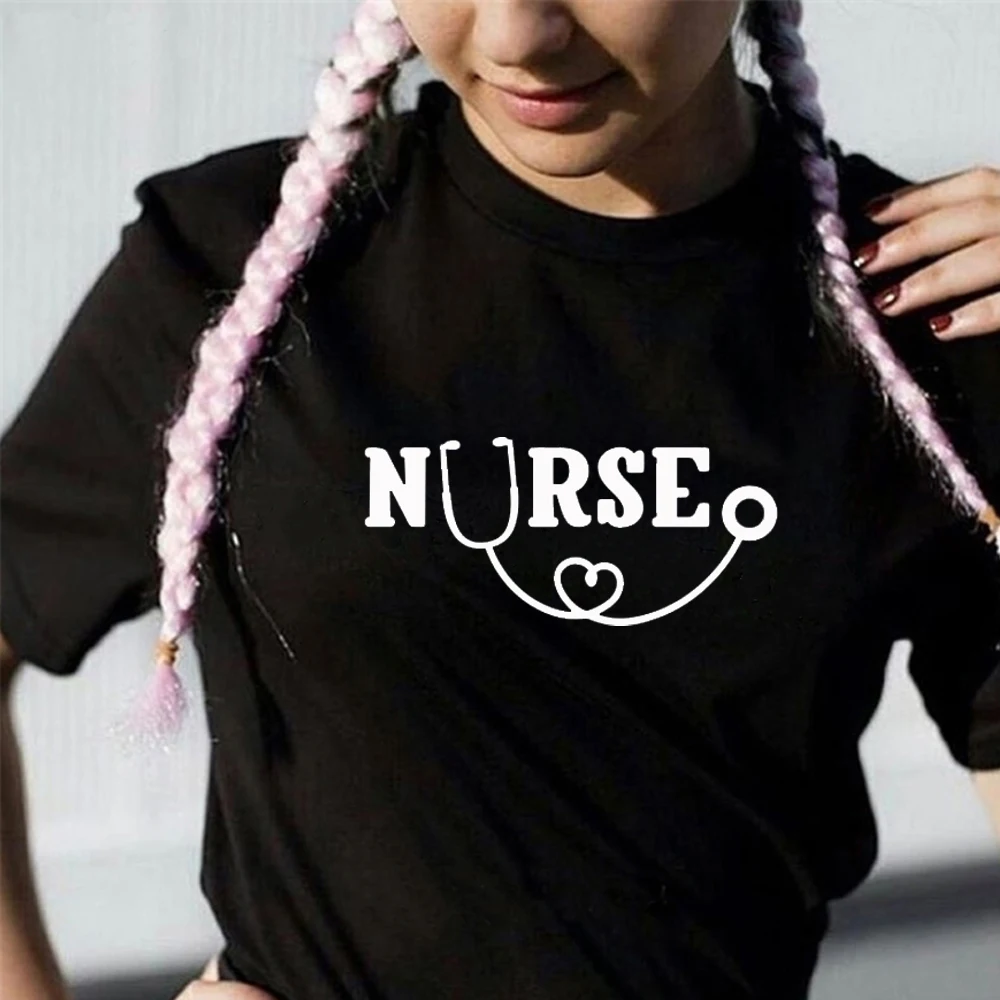 Забавная женская футболка с буквенным принтом медсестры хлопковая Повседневная