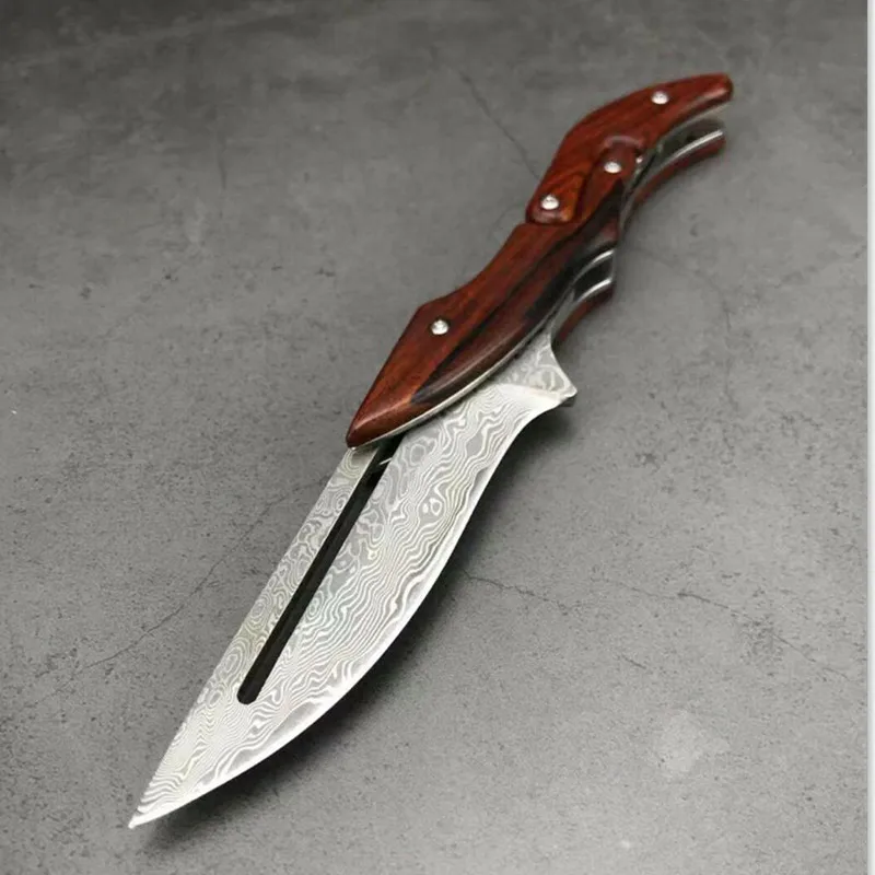 

Mechanical Damascus Steel Blade Rosewood 59-60HRC Edc Tool Outdoor Camping Military Tactical Jungle Straight Hunting Knife