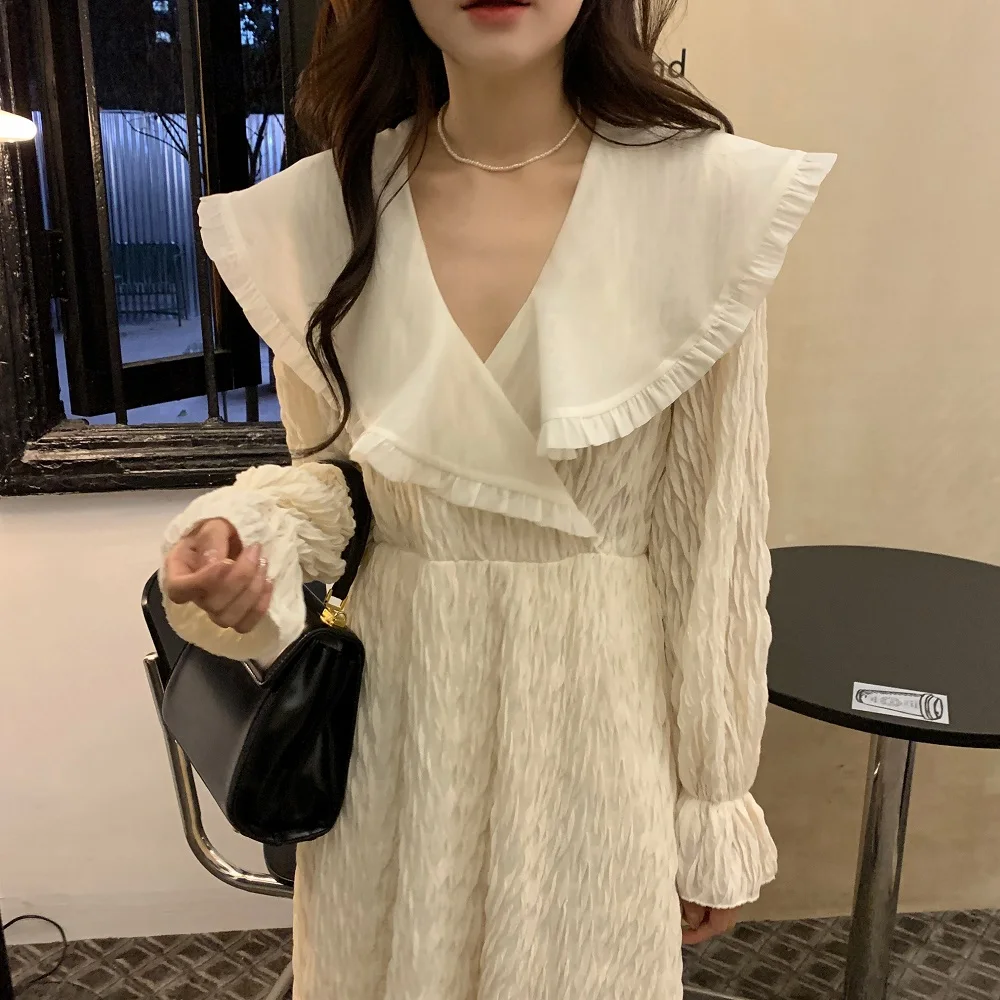 

HziriP 2022 Ruffles Maxi Dress Women High Waist Slim Spring Full Sleeves Hot Fashion Lady OL Casual Outwear Elegant Vestidos