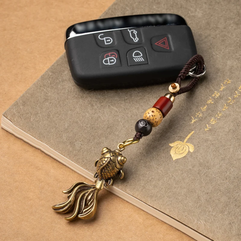 Латунный брелок с золотой рыбкой для автомобиля подвеска ювелирные изделия