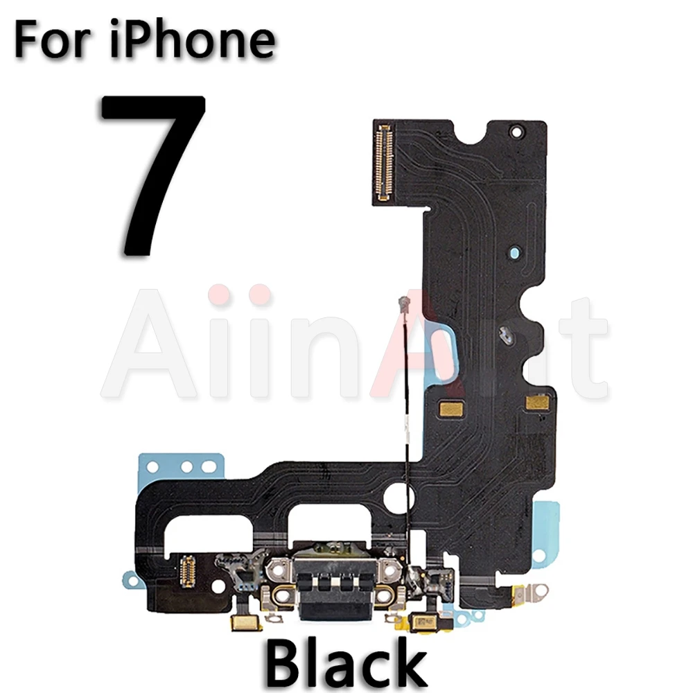 Нижний usb-разъем для зарядного устройства для iPhone 5, 5S, 5c, SE, 6, 6s Plus, док-станция для зарядки, шлейф для замены - Цвет: For iPhone 7 Black