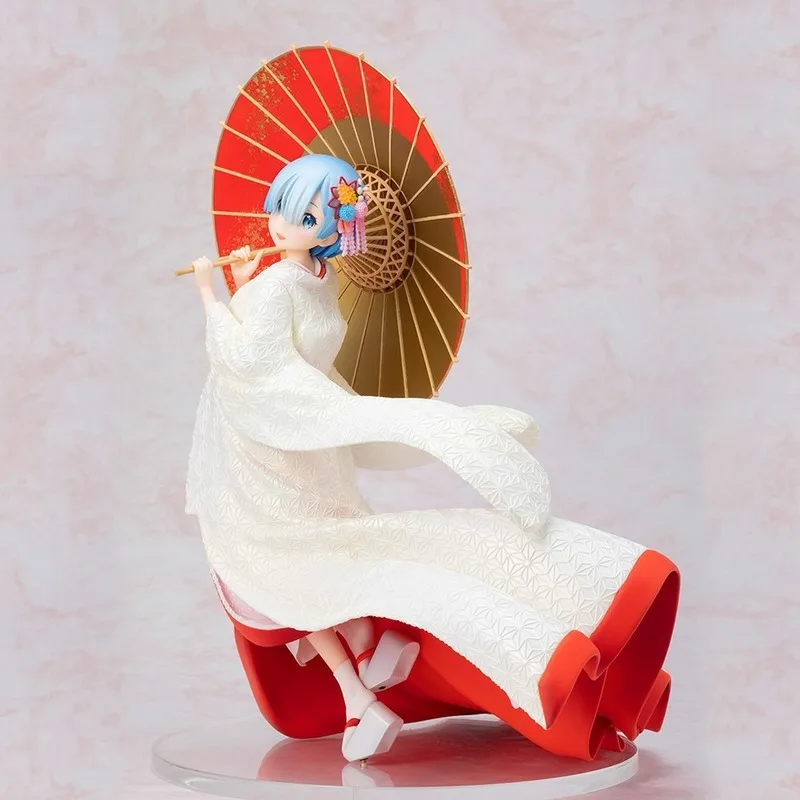 Кимоно для невесты с зонтиком белое аниме Re: Life in a Different World From Zero Rem Ram Furyu 29 см