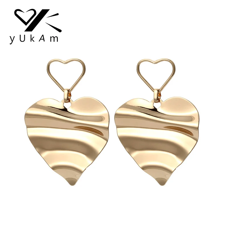 Женские серьги-подвески в форме сердца серебристого цвета | Украшения и