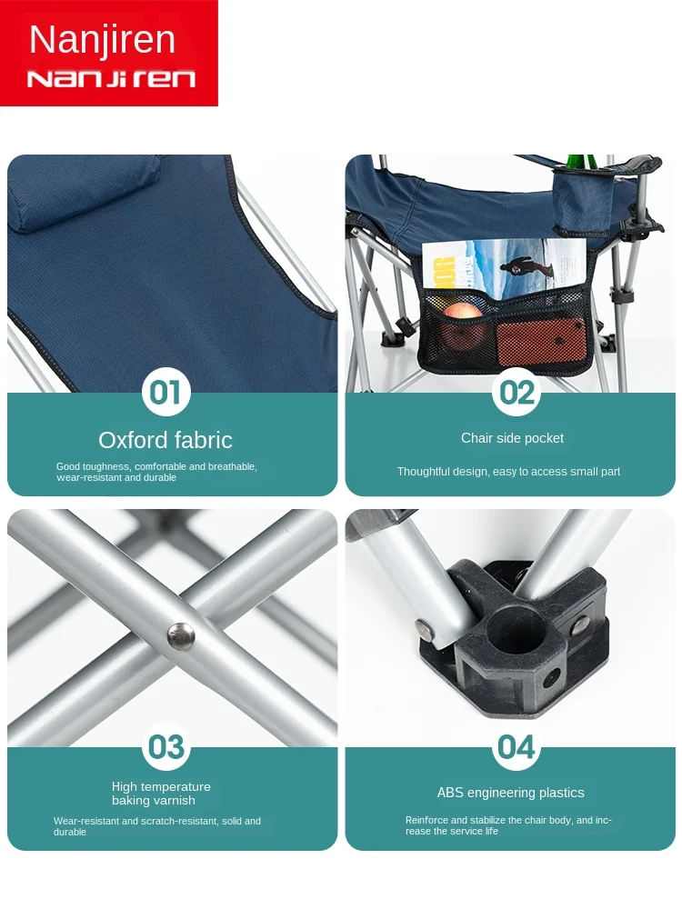 

Thickened fabric outdoor folding chair thickened steel tube portable backrest fishing recliner high strength load-bearing lunch