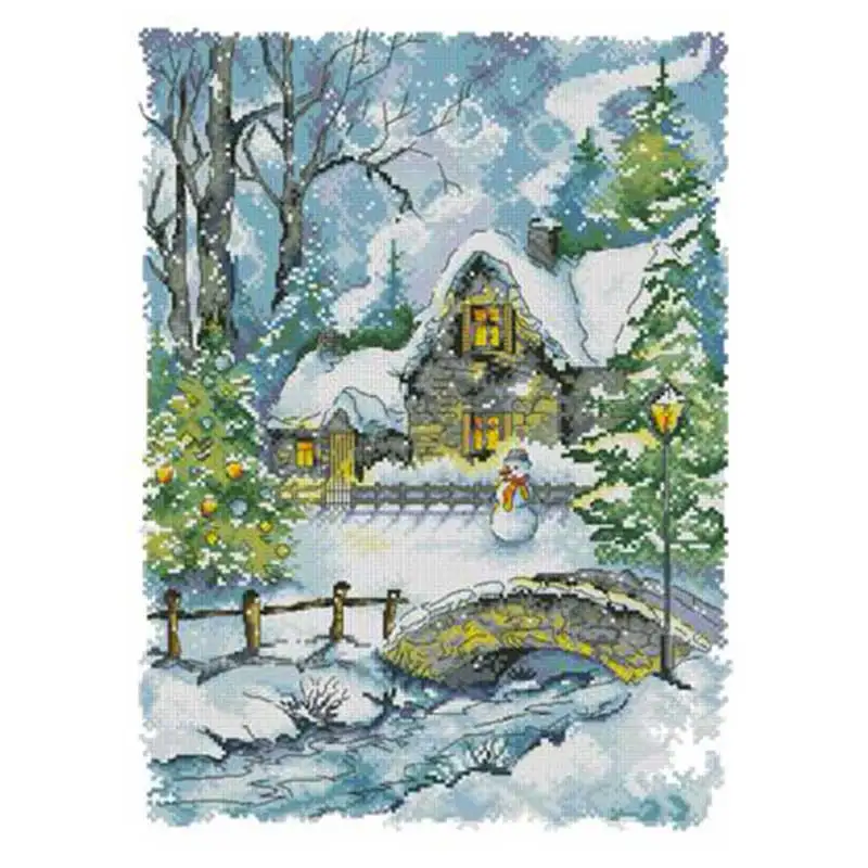 

Snowman Hut in Winter Counted Cross Stitch 11CT 14CT 18CT 16CT DIY Cross Stitch Kits Embroidery Needlework Sets home decor