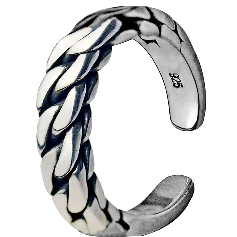 Витое кубинское звено цепи кольца регулируемые розовое золото нержавеющая сталь