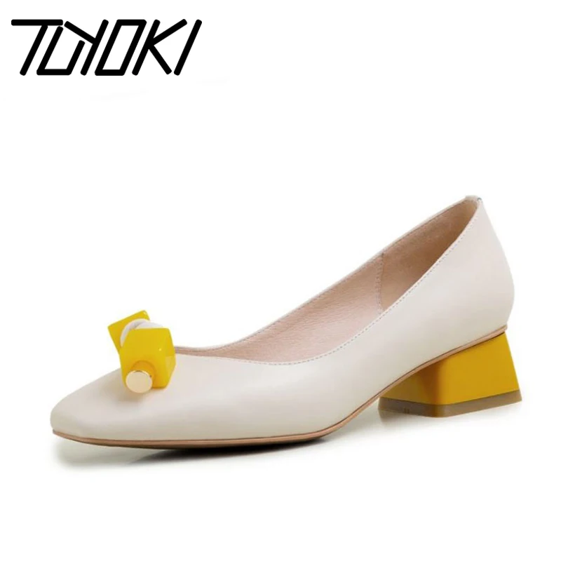 

Tuyoki Genuine Leather Pumps Spring Hot Sale Shallow Shoes Women Wedding Party Bowtie Pumps Footwear Size 34-40