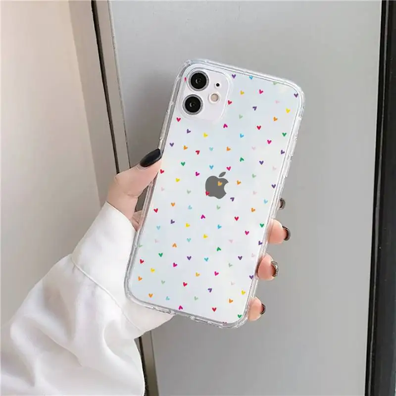 

Love heart lovely bling Phone Case Transparent for iPhone 11 12 mini pro XS MAX 8 7 6 6S Plus X 5S SE 2020 XR