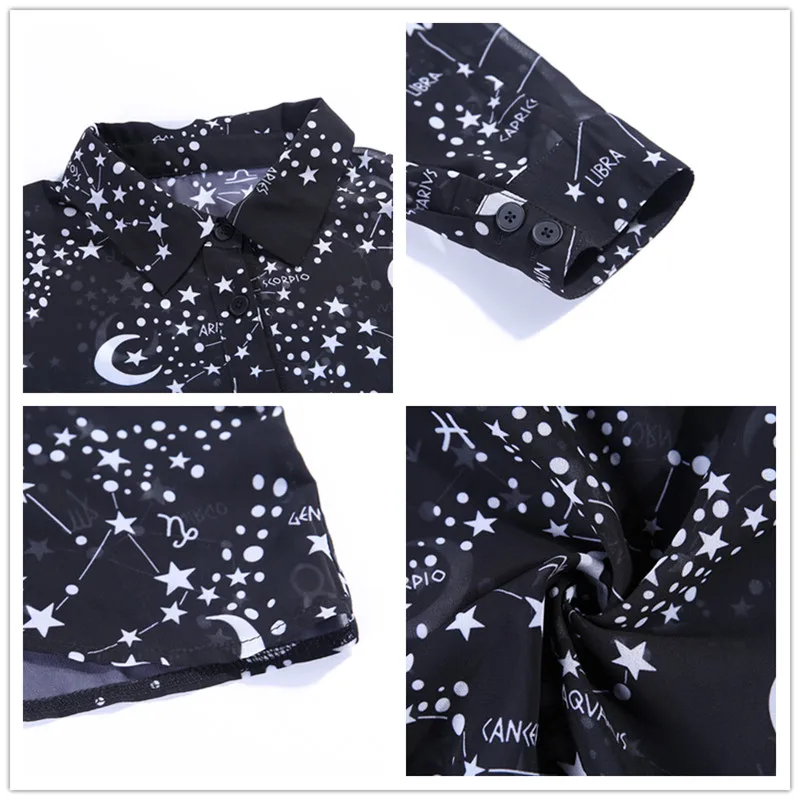 ImilyBela Gothic Blouse Women Casual Long Sleeve Print Bow-knot Turn-down Collar Black Shirt Autumn Loose Blusas Sexy Streetwear |