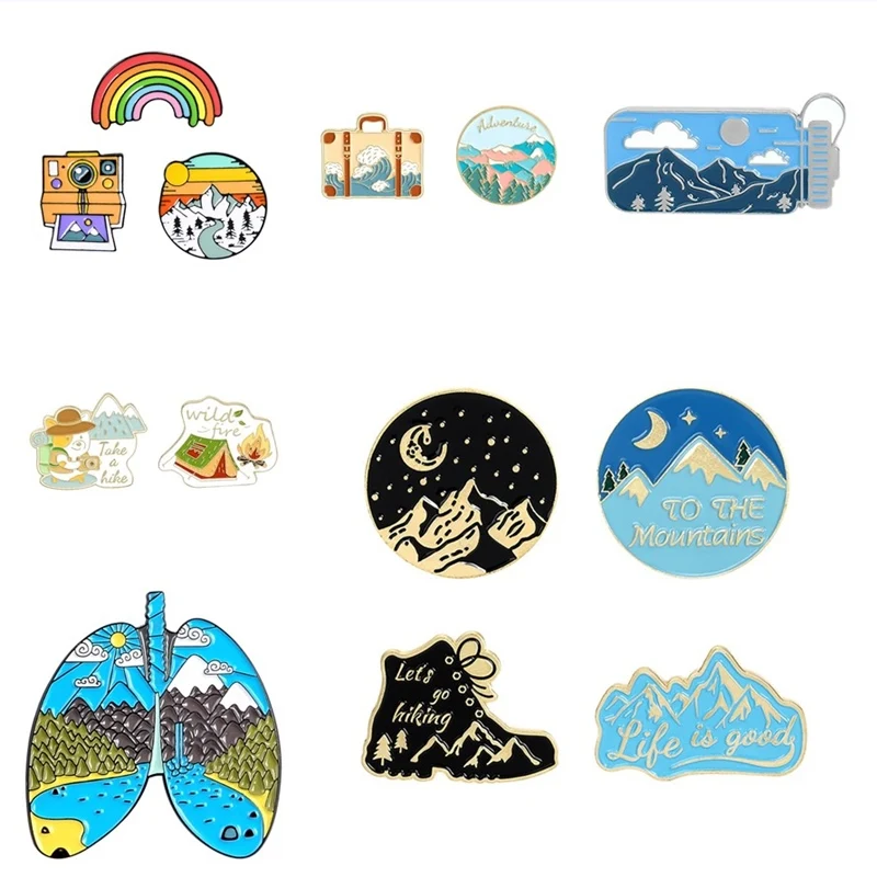 Забавная эмалированная брошь на лацкан Радуга Восход заката высокий снег горная