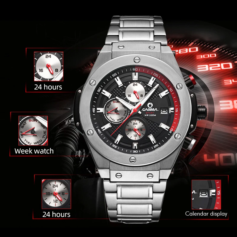 Роскошные Брендовые мужские часы со светящимися стрелками 316L браслет из