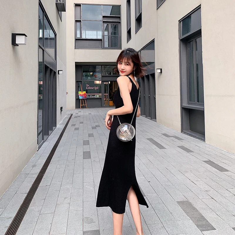 

Summer Tight Sexy Bottoming Vest Style Dress Woman Camisole Long Skirt New Skirt Light Mature Style Temperament