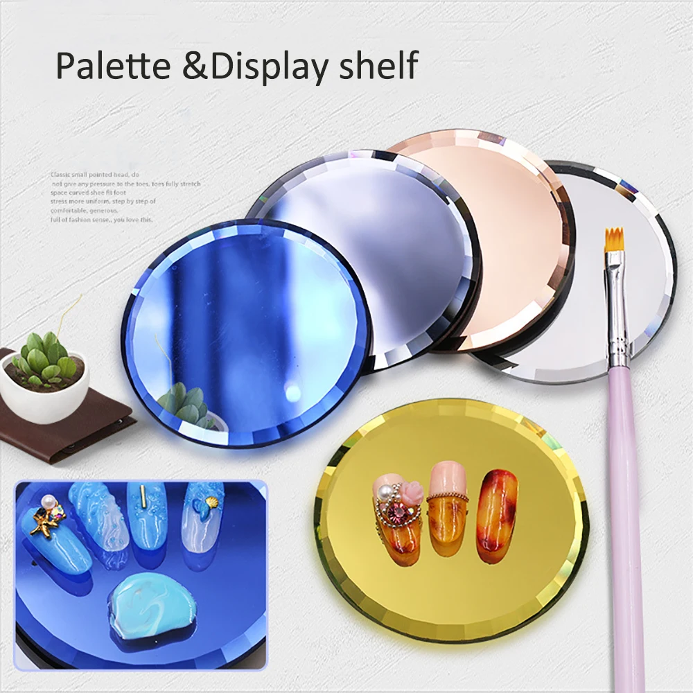 

Mirror Glass False Nail Tips Display Board Color Palette Practice Showing Shelf Nail Art Manicure Tools UV Gel Polish Drawing