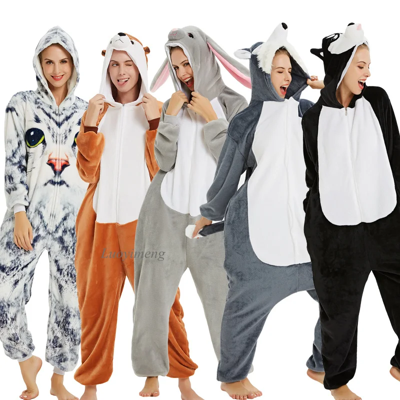 Пижамы кигуруми с животными для взрослых одежда сна костюм косплея комбинезон
