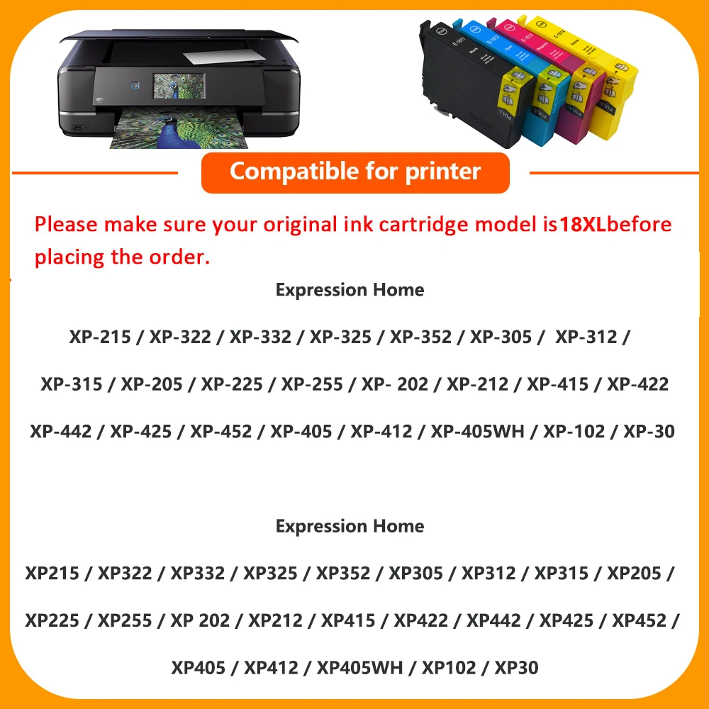 Для печатающей головки Epson 18XL черный совместимый картридж с чернилами для